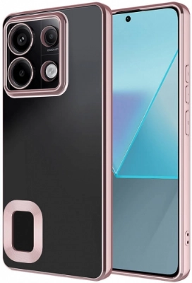 Redmi Note 13 Pro 4G Kılıf Kamera Lens Korumalı Şeffaf Renkli Logo Gösteren Parlak Kapak - Rose Gold