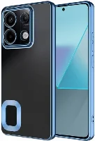 Redmi Note 13 Pro 4G Kılıf Kamera Lens Korumalı Şeffaf Renkli Logo Gösteren Parlak Kapak - Sierra Mavi