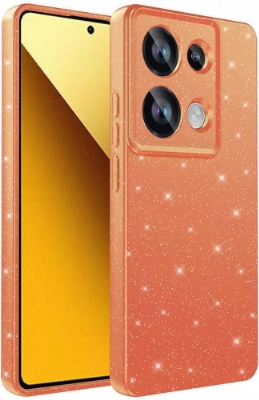 Redmi Note 13 Pro 4G Kılıf Kamera Korumalı Simli Lüks Zore Koton Kapak - Turuncu