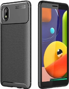 Samsung Galaxy A01 Core Kılıf Karbon Serisi Mat Fiber Silikon Negro Kapak - Siyah