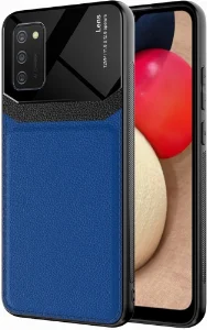 Samsung Galaxy A02s Kılıf Deri Görünümlü Emiks Kapak - Mavi