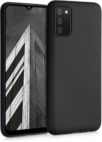 Samsung Galaxy A02s Kılıf İnce Mat Esnek Silikon - Siyah