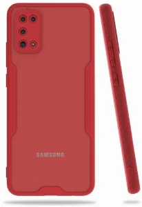 Samsung Galaxy A02s Kılıf Kamera Lens Korumalı Arkası Şeffaf Silikon Kapak - Kırmızı