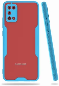 Samsung Galaxy A02s Kılıf Kamera Lens Korumalı Arkası Şeffaf Silikon Kapak - Mavi