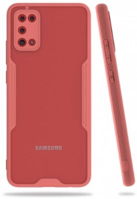 Samsung Galaxy A02s Kılıf Renkli Silikon Kamera Lens Korumalı Şeffaf Parfe Kapak - Pembe