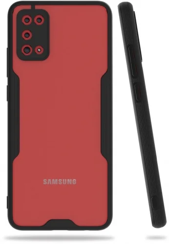 Samsung Galaxy A02s Kılıf Kamera Lens Korumalı Arkası Şeffaf Silikon Kapak - Siyah