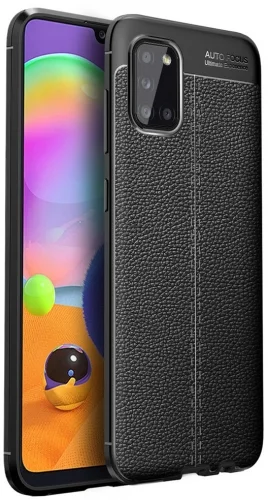 Samsung Galaxy A02s Kılıf Deri Görünümlü Parmak İzi Bırakmaz Niss Silikon - Siyah