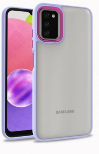 Samsung Galaxy A03s Kılıf Electro Silikon Renkli Flora Kapak - Lila