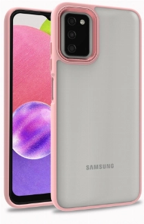 Samsung Galaxy A03s Kılıf Electro Silikon Renkli Flora Kapak - Rose Gold