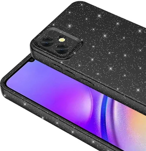 Samsung Galaxy A05 Kılıf Kamera Korumalı Simli Parlak Lüks Silikon Koton Kapak - Pembe