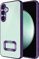 Samsung Galaxy A05s Kılıf Kamera Lens Korumalı Şeffaf Renkli Logo Gösteren Parlak Kapak - Koyu Mor