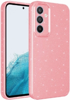 Samsung Galaxy A05s Kılıf Kamera Korumalı Simli Parlak Lüks Silikon Koton Kapak - Pembe