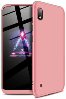 Samsung Galaxy A10 Kılıf 3 Parçalı 360 Tam Korumalı Rubber AYS Kapak  - Rose Gold