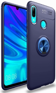 Samsung Galaxy A10 Kılıf Renkli Silikon Yüzüklü Standlı Auto Focus Ravel Kapak - Mavi