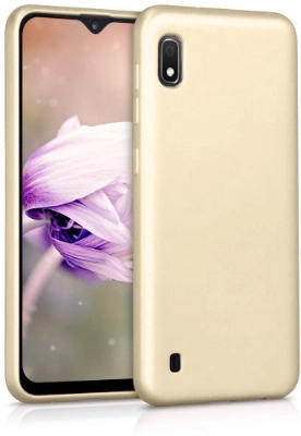 Samsung Galaxy A10 Kılıf İnce Soft Mat Renkli Esnek Silikon Kapak - Gold