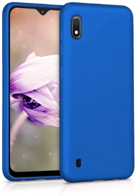 Samsung Galaxy A10 Kılıf İnce Soft Mat Renkli Esnek Silikon Kapak - Mavi