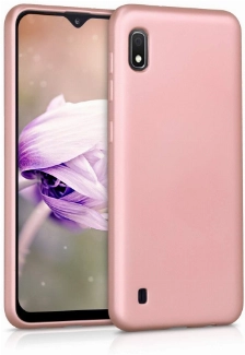 Samsung Galaxy A10 Kılıf İnce Soft Mat Renkli Esnek Silikon Kapak - Rose Gold