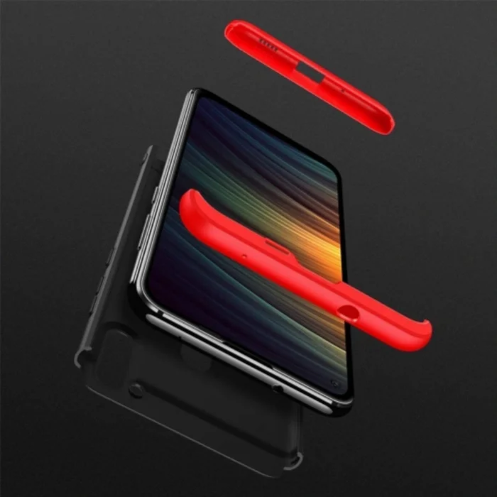 Samsung Galaxy A11 Kılıf 3 Parçalı 360 Tam Korumalı Rubber AYS Kapak  - Kırmızı - Siyah