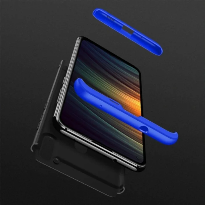 Samsung Galaxy A11 Kılıf 3 Parçalı 360 Tam Korumalı Rubber AYS Kapak - Mavi Siyah