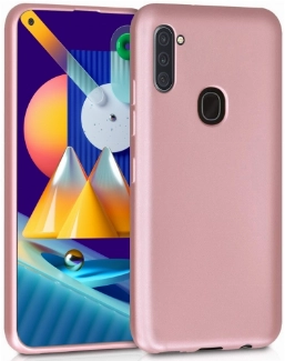 Samsung Galaxy A11 Kılıf İnce Soft Mat Renkli Esnek Silikon Kapak - Rose Gold