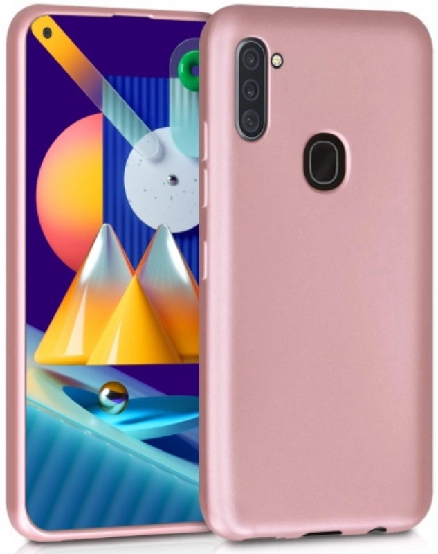 Samsung Galaxy A11 Kılıf İnce Soft Mat Renkli Esnek Silikon Kapak - Rose Gold