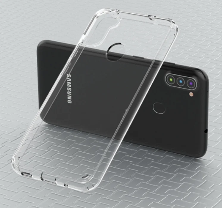 Samsung Galaxy A11 Kılıf Korumalı Kenarları Silikon Arkası Sert Coss Kapak  - Şeffaf