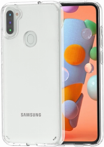 Samsung Galaxy A11 Kılıf Korumalı Kenarları Silikon Arkası Sert Coss Kapak  - Şeffaf