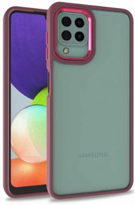 Samsung Galaxy A12 Kılıf Electro Silikon Renkli Flora Kapak - Kırmızı