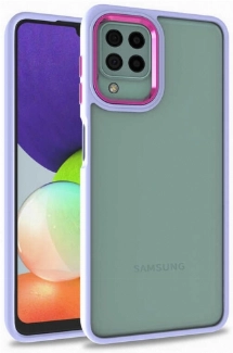 Samsung Galaxy A12 Kılıf Electro Silikon Renkli Flora Kapak - Lila