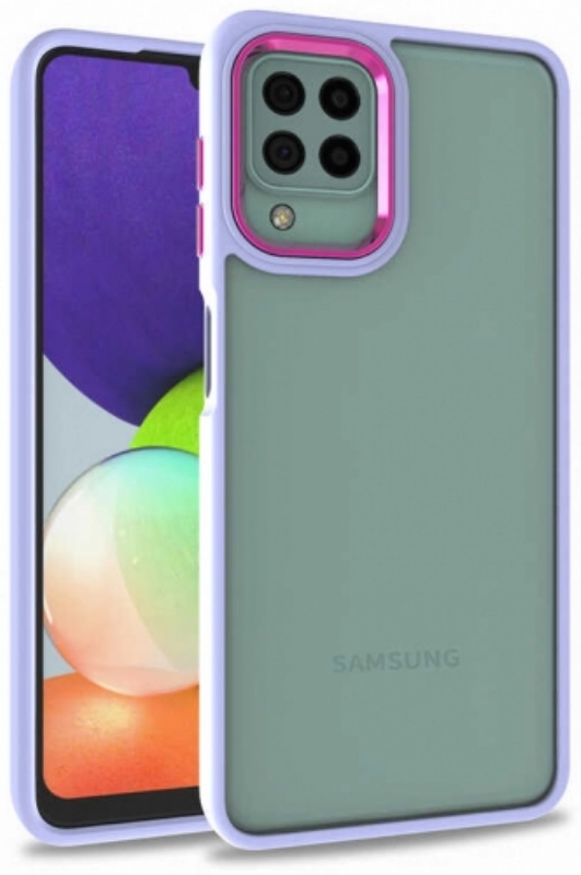 Samsung Galaxy A12 Kılıf Electro Silikon Renkli Flora Kapak - Lila