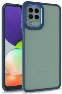 Samsung Galaxy A12 Kılıf Electro Silikon Renkli Flora Kapak - Mavi