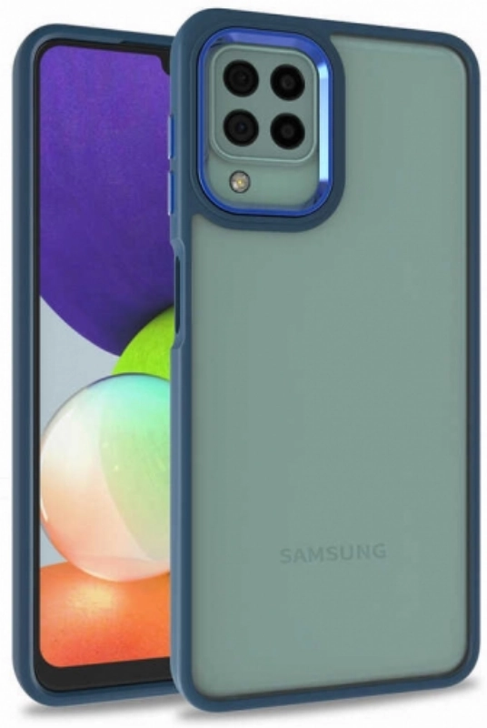 Samsung Galaxy A12 Kılıf Electro Silikon Renkli Flora Kapak - Mavi