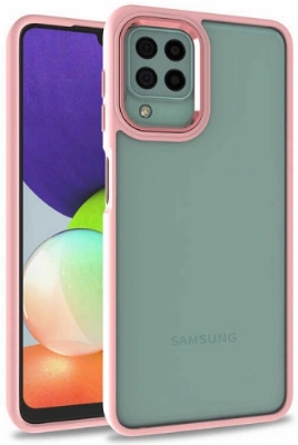 Samsung Galaxy A12 Kılıf Electro Silikon Renkli Flora Kapak - Rose Gold