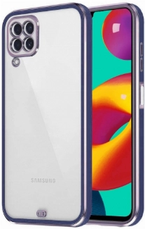 Samsung Galaxy A12 Kılıf Parlak Kenarlar Pastel Silikon Voit Kapak - Lacivert