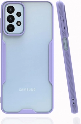 Samsung Galaxy A13 4G Kılıf Renkli Silikon Kamera Lens Korumalı Şeffaf Parfe Kapak - Lila