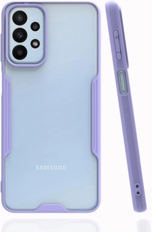 Samsung Galaxy A13 4G Kılıf Renkli Silikon Kamera Lens Korumalı Şeffaf Parfe Kapak - Lila