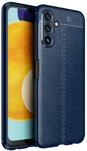 Samsung Galaxy A04s Kılıf Deri Görünümlü Parmak İzi Bırakmaz Niss Silikon - Lacivert