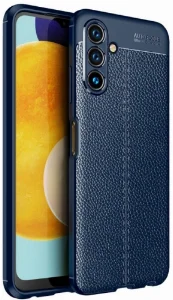 Samsung Galaxy A13 Kılıf Deri Görünümlü Parmak İzi Bırakmaz Niss Silikon - Lacivert