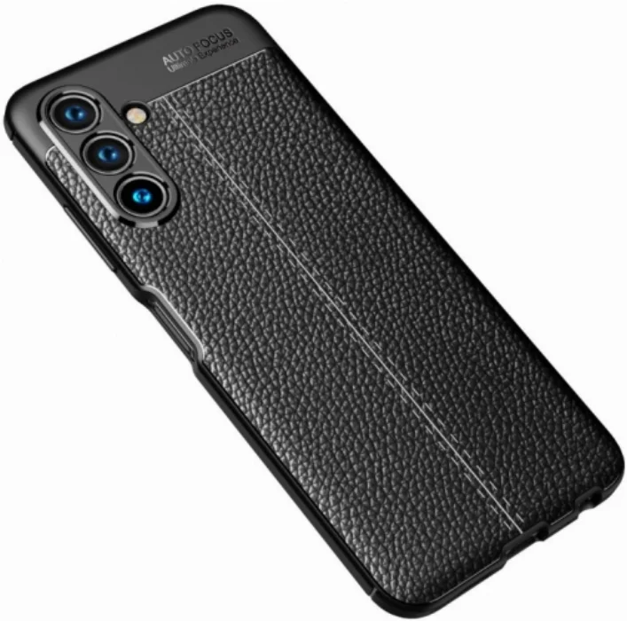 Samsung Galaxy A04s Kılıf Deri Görünümlü Parmak İzi Bırakmaz Niss Silikon - Siyah