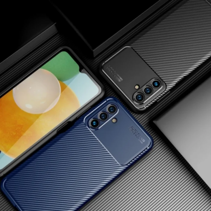 Samsung Galaxy A04s Kılıf Karbon Serisi Mat Fiber Silikon Negro Kapak - Siyah