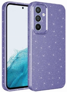 Samsung Galaxy A14 Kılıf Kamera Korumalı Simli Lüks Zore Koton Kapak - Mor