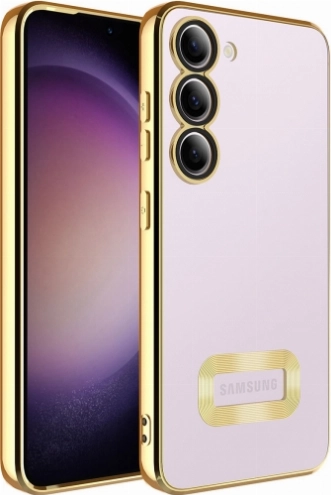 Samsung Galaxy A14 Kılıf Kamera Lens Korumalı Şeffaf Renkli Logo Gösteren Parlak Kapak - Gold