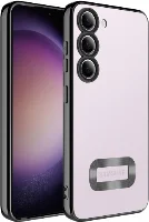 Samsung Galaxy A14 Kılıf Kamera Lens Korumalı Şeffaf Renkli Logo Gösteren Parlak Kapak - Siyah