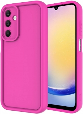 Samsung Galaxy A15 Kılıf Kamera Korumalı Silikon Ananas Kapak - Pembe Koyu