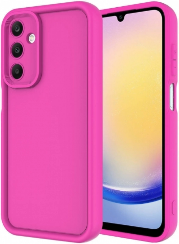 Samsung Galaxy A15 Kılıf Kamera Korumalı Silikon Ananas Kapak - Pembe Koyu