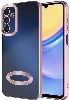 Samsung Galaxy A15 Kılıf Kamera Lens Korumalı Şeffaf Renkli Logo Gösteren Parlak Kapak - Rose Gold