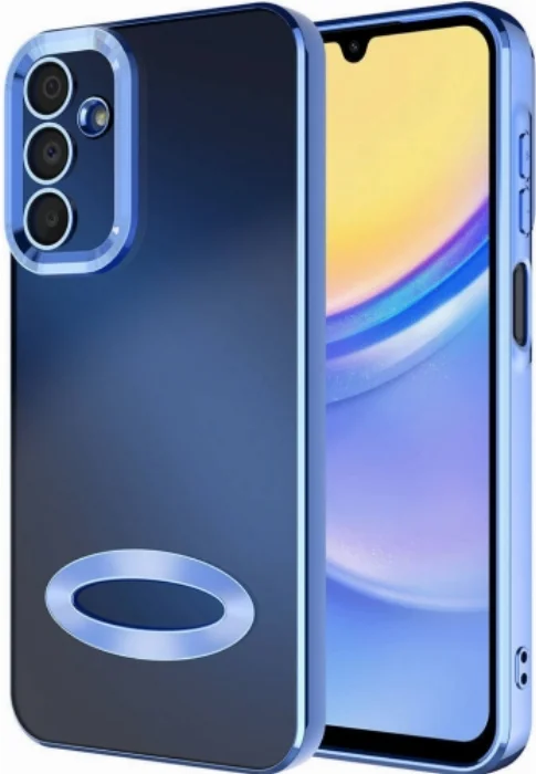 Samsung Galaxy A15 Kılıf Kamera Korumalı Silikon Logo Açık Omega Kapak - Sierra Mavi