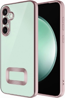 Samsung Galaxy A16 Kılıf Kamera Lens Korumalı Şeffaf Renkli Logo Gösteren Parlak Kapak - Rose Gold