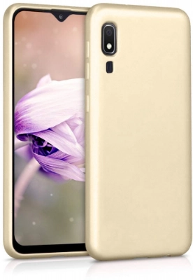 Samsung Galaxy A2 Core Kılıf İnce Soft Mat Renkli Esnek Silikon Kapak - Gold