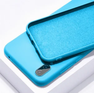 Samsung Galaxy A20 Kılıf Liquid Serisi İçi Kadife İnci Esnek Silikon Kapak - Mavi